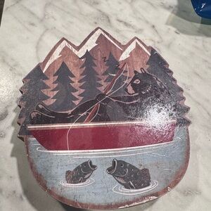 Rustic Bear and Fish Wall Art